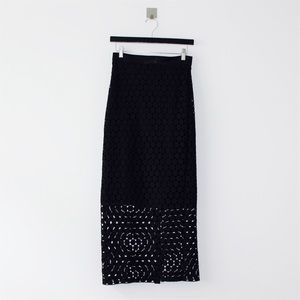Straight Giupure Lace Midi Skirt